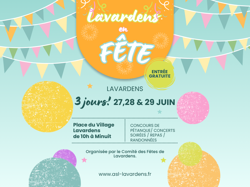 Affiche Lavardens en fête 2025 – Programme complet du 27 au 29 juin