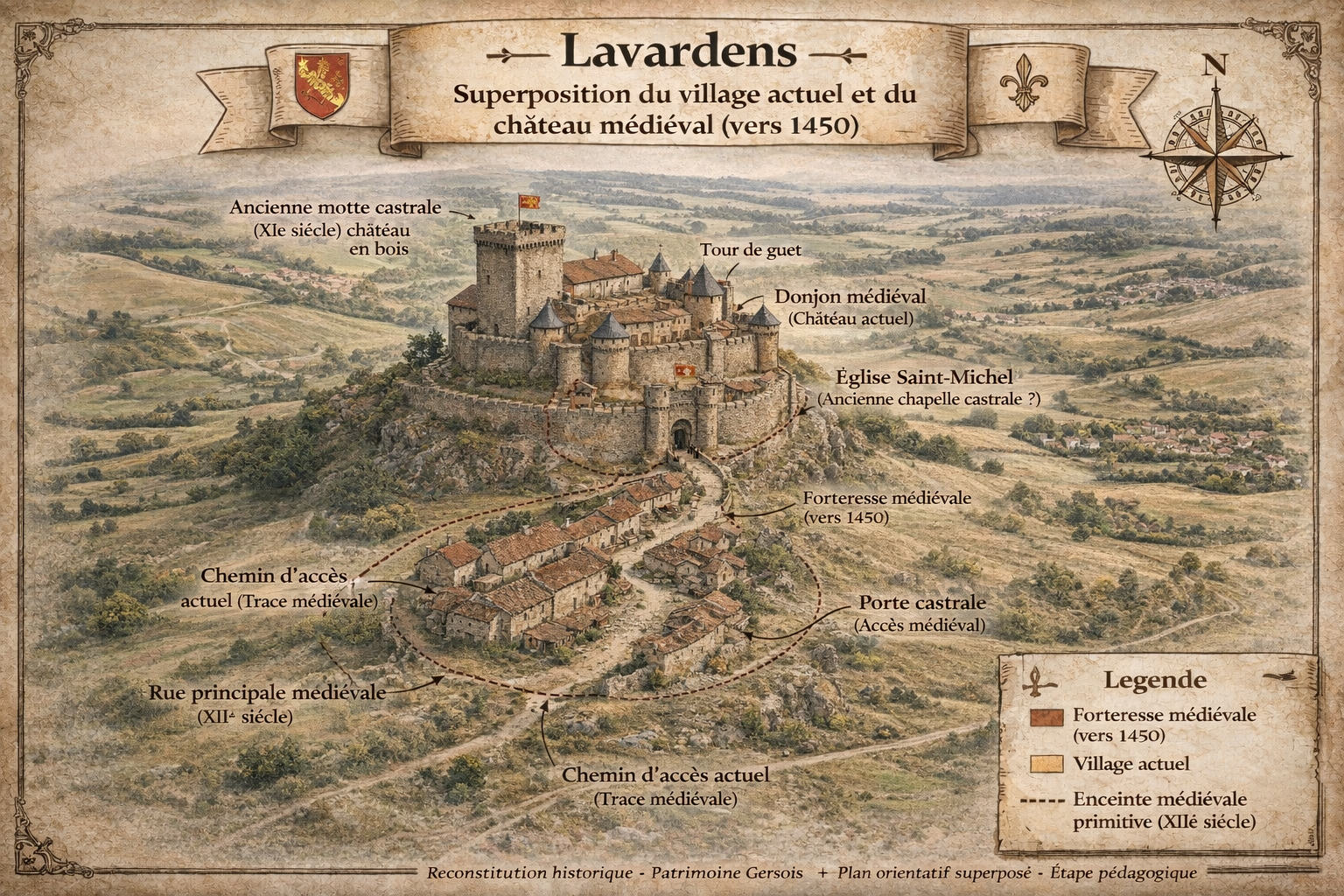 Reconstitution historique du château médiéval de Lavardens vers 1450